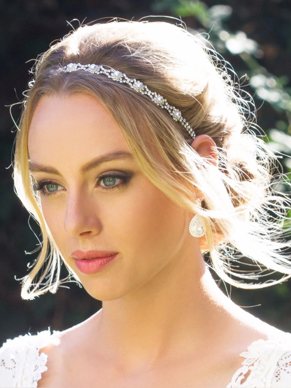 Amy O Bridal Eden Pearl & Crystal Headband 18K White Gold